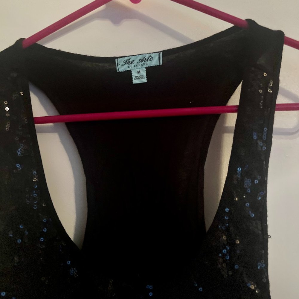 The Arte by Zenana Black sequins racer back tank top